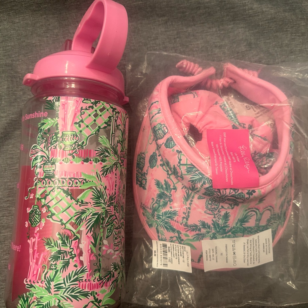 Lilly Pulitzer GWP water bottle, visor & scrunchy set NWT